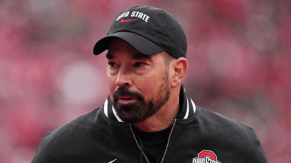 COLUMBUS, OHIO - NOVEMBER 23: Head coach Ryan Day of the Ohio State Buckeyes looks on before the game against the Indiana Hoosiers at Ohio Stadium on November 23, 2024 in Columbus, Ohio. (Photo by Jason Mowry/Getty Images)